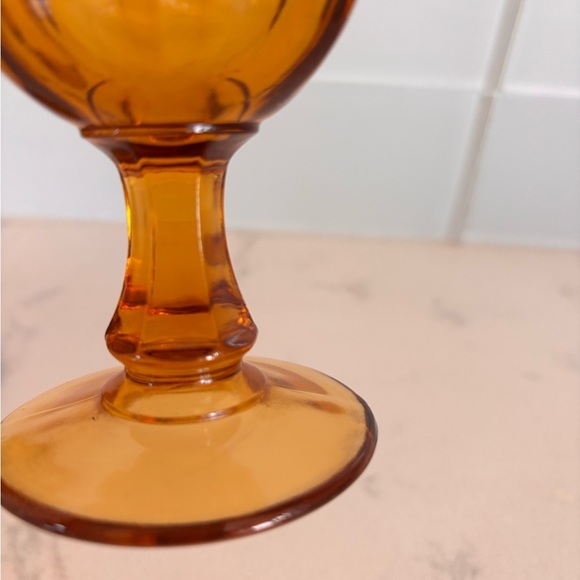 8 Large and 14 Small Vintage Libbey Glass Co. Amber Ashburton Glasses Barware - Picture 5 of 7